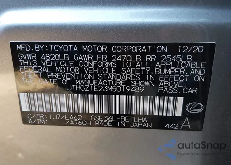 2021 Lexus Is 350 F Sport z USA, uszkodzony, nr VIN JTHGZ1E23M5019489